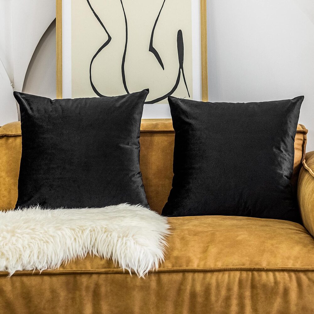 6229 Set of 2 Velvet Floor Pillow Covers 24x24 Euro Pillow Covers Fall